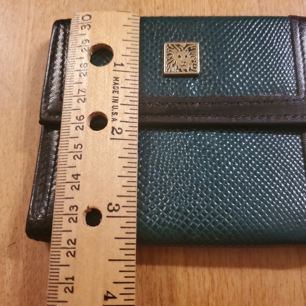 Vintage Anne Klein By St Thomas Calf Leather Black Green Wallet Card Case - Picture 4 of 8